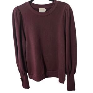 Nation LTD Sweatshirt Long Sleeve Top Women Sz M Star Elbow Patch Pullover Brown